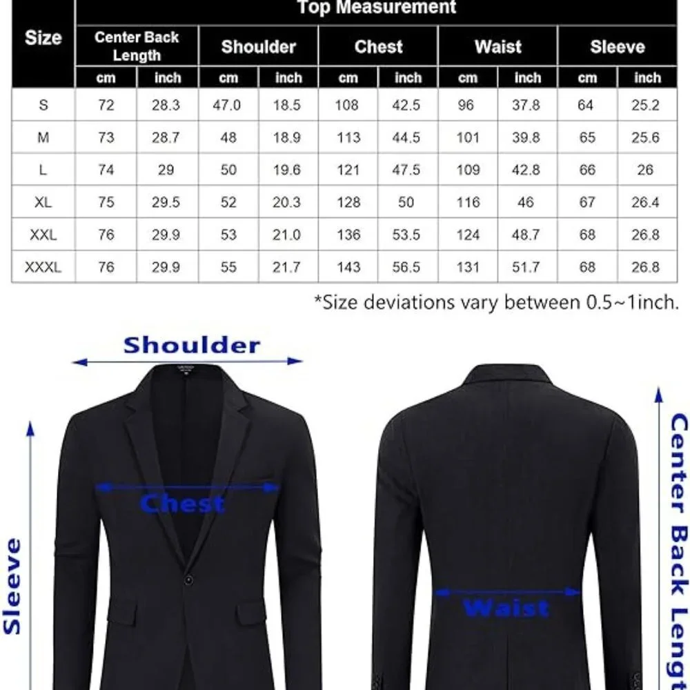 BOGO Casual Sport Coat Lightweight Linen Blazer One Button Business Suit Jackets